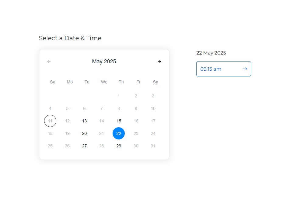 Booking page for a tutor